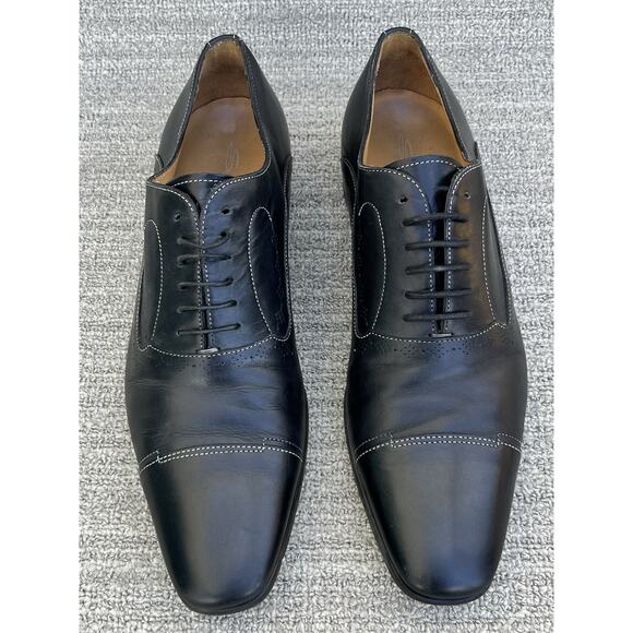 SANTONI Salem Cap Toe Black Leather Oxfords Men\'s Size 10 US main image 11
